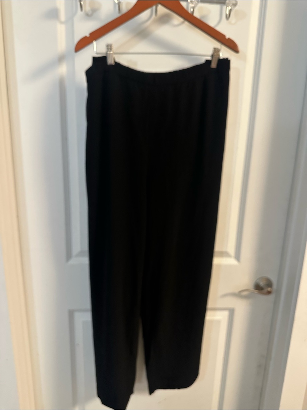 Source Unknown Black Elastic-Waist Wide-Leg Pants